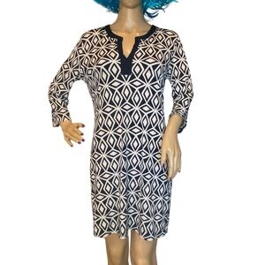 Banana Republic 3/4 Sleeves Above Knee Shift Dress Geometric Print Sz Small VGC